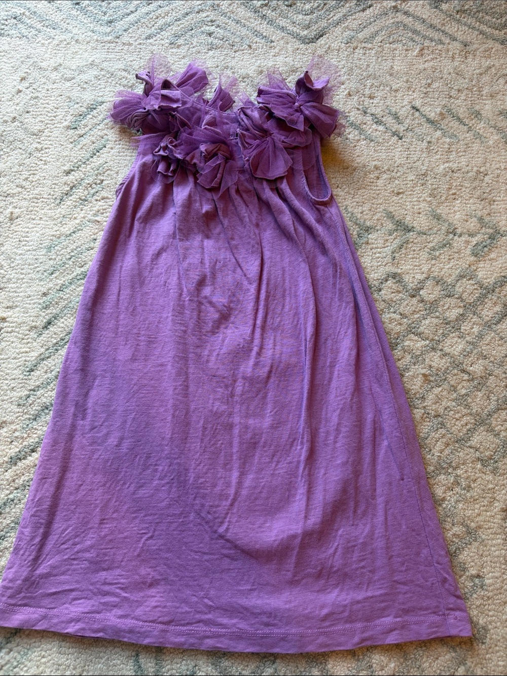 Tea Purple Girls Floral-Trim Sleeveless Dress